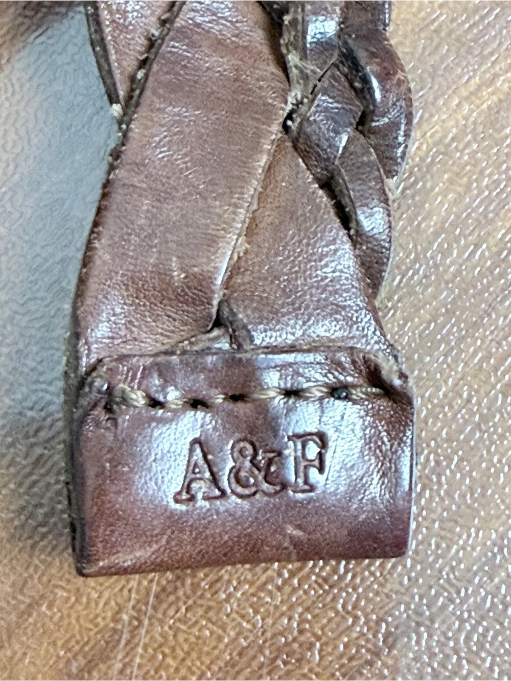 Abercrombie & Fitch Men’s Braided Brown Leather Belt Silver Buckle M/L
